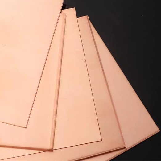 4 Pcs 99.9% Pure Copper Sheet, 10" x 2.5", 24 Gauge(0.5mm) Thickness, Double Sided Film Attached Copper Sheets Metal Plates for Crafting, Modelers, Jewelry, Repairs, Electrical