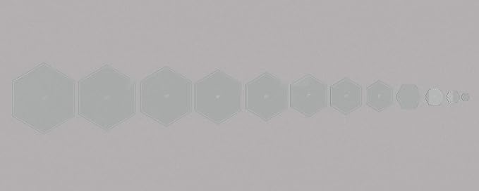 Hexagon Quilting Template Set - 1", 2", 3", 4", 5", 6", 7", 8", 9", 10", 11", 12" with 1/4" Seam Allowance - Durable Acrylic Templates for Quilting, Patchwork, Crafting, & Sewing Projects