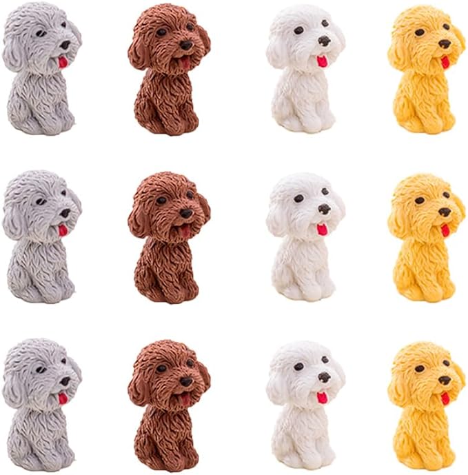 36 Pcs Pencil Eraser Set, 3D Cute Erasers for Kids, Children's Gifts, Party Favor, Classroom School Rewards (Dog)