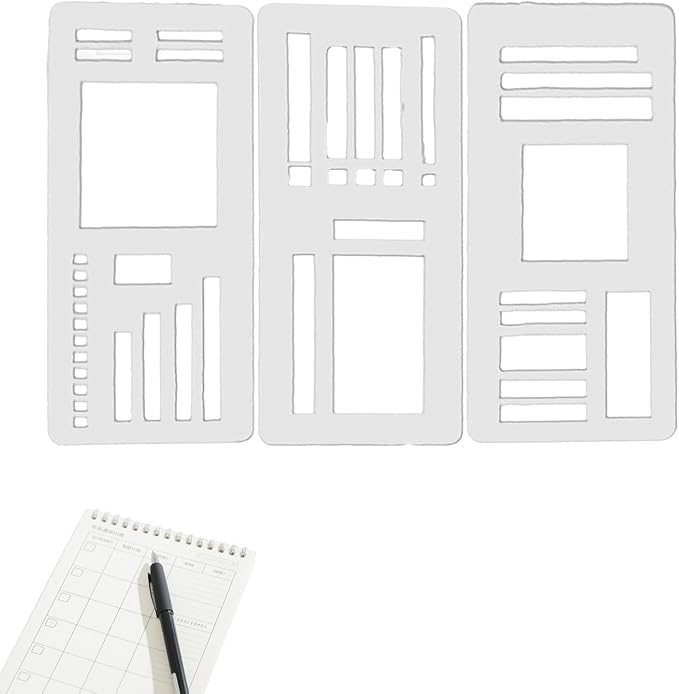 Handmade Flexible Record Template, Reusable Planner Stencils for Journaling, Calendar, Checklists, Scrapbooking & DIY Craft Supplies (C Set)