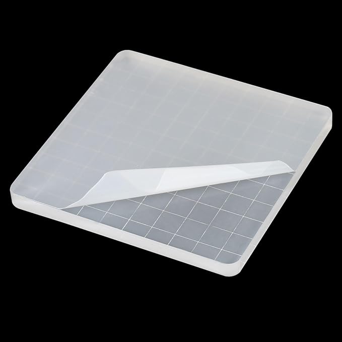 PATIKIL 4" x 4" Acrylic Stamp Block, 2 Pack Clear Stamping Block with Grid Lines Decorative Mounting Blocks Square for Scrapbooking DIY Crafts Card Making