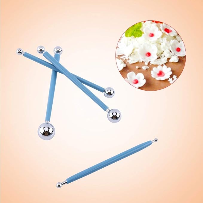 4 Pcs Modeling Ball Tools Double Ended 8 Ball Stainless Steel Dotting Modeling Tools Clay Indentation DIY Ceramics Pottery Carving Tool Embossing Sculpting Set