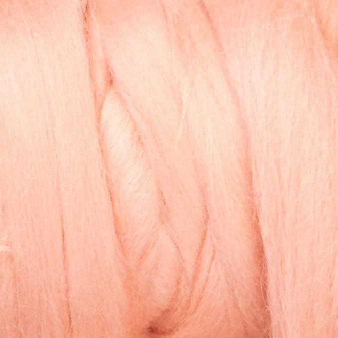 Colored Natural Wool roving, 8 OZ. Best Wool for Needle Felting, Wet Felting, handcrafts and Spinning.Weaving Felting Big Yarn (Salmon Pink)