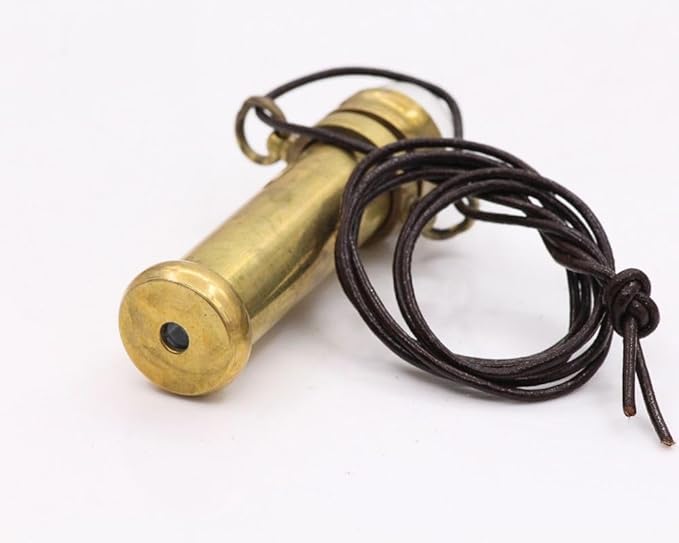 RII Brass Kaleidoscope | Mini Teleidoscope with Handmade Lampwork Glass Beads | 3 Inch Pocket Kaleidoscope | Old Brass Finish Kaleidoscopes Pendant Necklace Vintage Antique Nautical Gift for All Ages