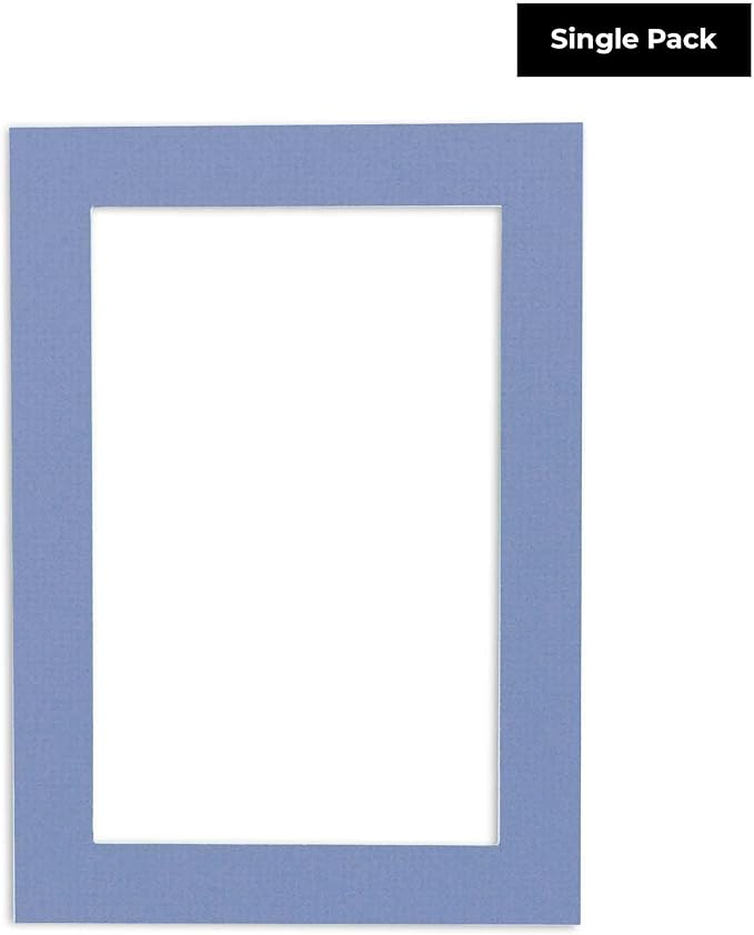 8.5x11 Mat Bevel Cut for 7x9 Photos - Acid Free Brittany Blue Precut Matboard With Backing Board and Crystal Clear, Self Seal Photo Mat Bag - For Pictures, Photos, Framing - 4-ply Thickness