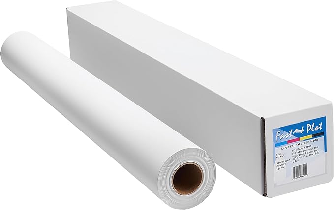 FastPlot Self Adhesive Vinyl - Waterproof 4mil - 36inch x 60ft Roll - 2inch core