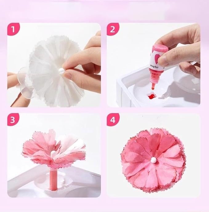 Science Craft Kit: Color Mixing & Dyeing Paper Flower Bouquet for Adults, Teens & Kids 8-12. Handmade Craft for Women's Group Activities & Stem Family Fun, Gift for Birthday Christmas, (Pink Florist)