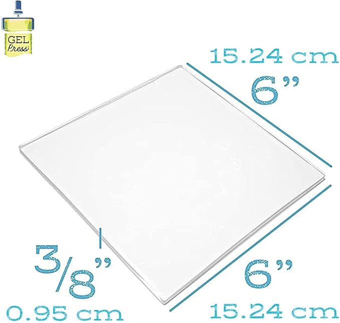 Gel Press Monoprinting Print Plate - 6” X 6” Gel Plate - Printmaking Supplies - Reusable Gel Printing Plate for Press Art for Card Making, Scrapbooking, Journaling, Arts and Crafts, Home Decor