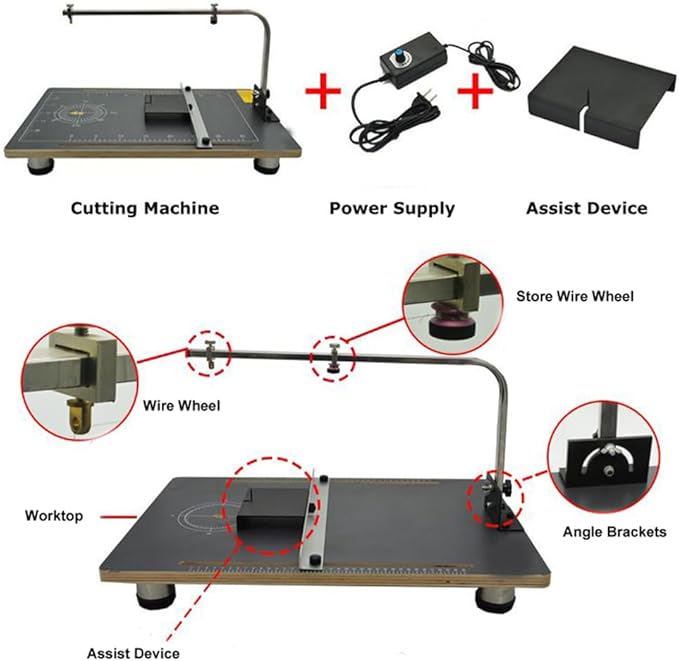 Tabletop Hot Wire Foam Cutter Hot Wire Cutter 22.8x15in Foam Sponge Cutting Machine for Styrofoam Sponge EPE Ribbon KT Board Adjustable Angle and Temperature 110V 24W