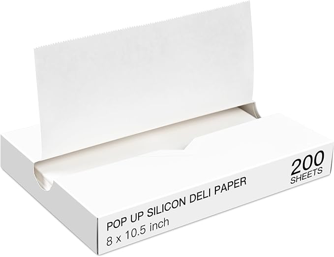 Precut POP UP Deli Paper Sheet Pack of 200, Interfolded Heavy Paper for Food Wrap and Serving (8" x 10-1/2", White）