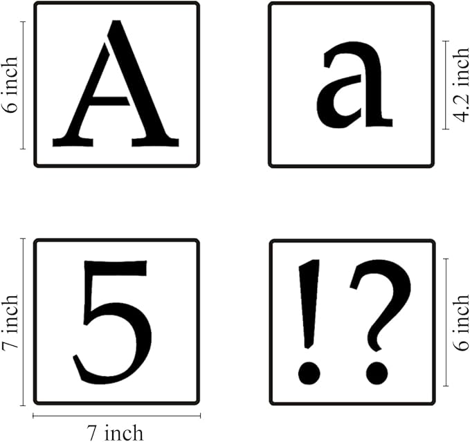 6 Inch Alphabet Letter Stencils for Painting - 70 Pack Letter and Number Stencil Templates with Signs for Painting on Wood, Reusable Letters and Numbers Stencils for Chalkboard Wood Signs & Wall Art