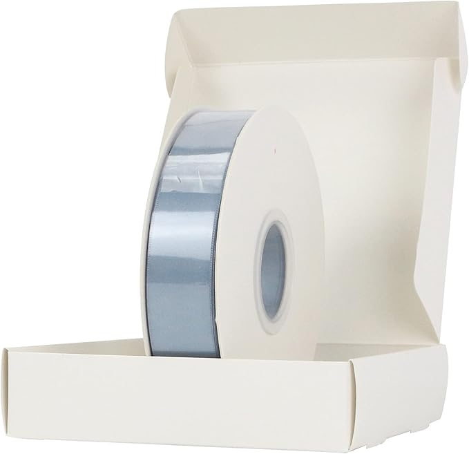 HUIHUANG Dusty Blue Satin Ribbon 50 Yards Double Faced Satin Ribbon 1 inch Blue Silk Ribbon for Gift Wrapping Bows Crafts Bridal Floral Bouquet Cake Wedding Invitation Card Birthday Party Decor