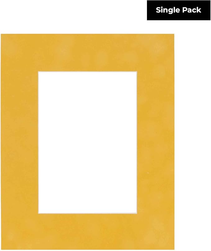 8x10 Mat Bevel Cut for 6x8 Photos - Acid Free Sunrise Yellow Suede Precut Matboard - For Pictures, Photos, Framing - 4-ply Thickness