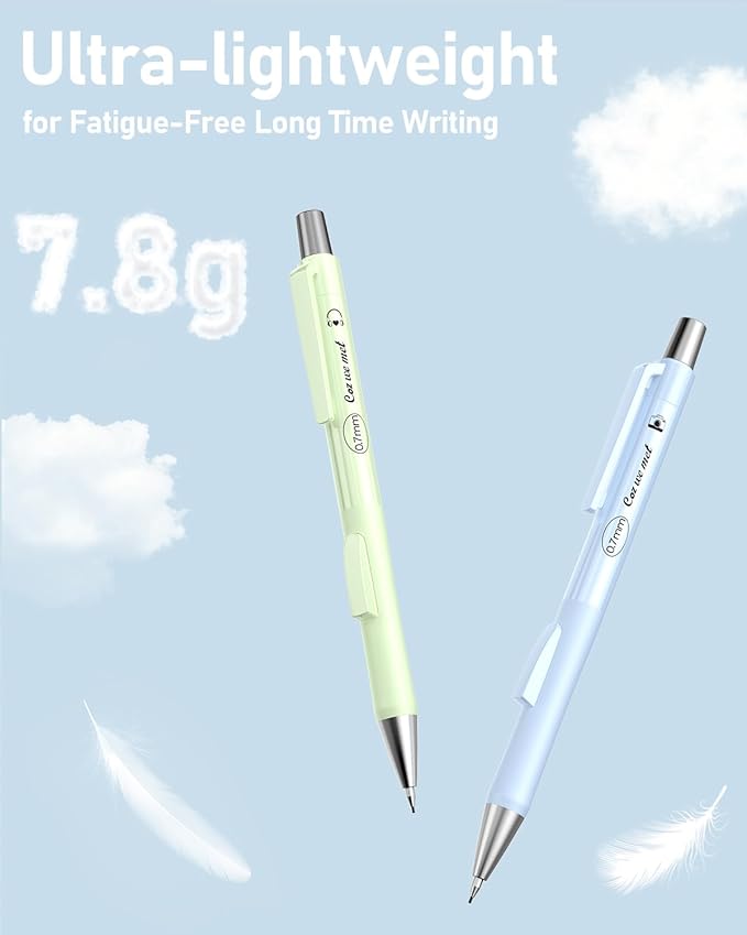 Four Candies Cute Mechanical Pencil Set with Case, 4PCS 0.7mm Pastel Fast Click Aesthetic Mechanical Pencils with 480PCS HB Lead Refills, 2 Erasers, 12 Eraser Refills School Supplies for Girls Writing