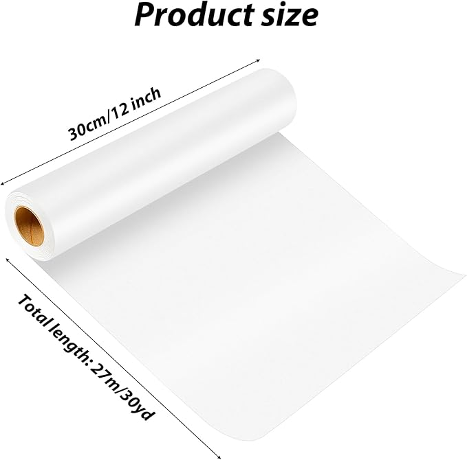 Tracing Paper Roll 12 Inches x 30 Yards, Trace Paper White ‌Translucent‌ Pattern Paper Tracing Paper for Drawing, Sewing, Sketch