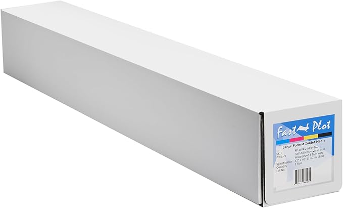 FastPlot Self Adhesive Vinyl - Waterproof 4mil - 42inch x 60ft Roll - 3inch core