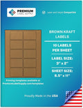 Premium Label Supply Brown Kraft Sticker Labels – 3" x 2" – Laser/Inkjet Compatible – (10 per Sheet), 1000 Sheets – 10,000 Total Adhesive Labels