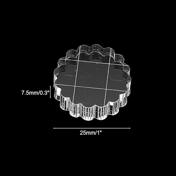 PATIKIL 1" Acrylic Stamp Block, 6Pcs Clear Stamping Block with Grid Lines Decorative Mounting Blocks Round for Scrapbooking DIY Crafts Card Making