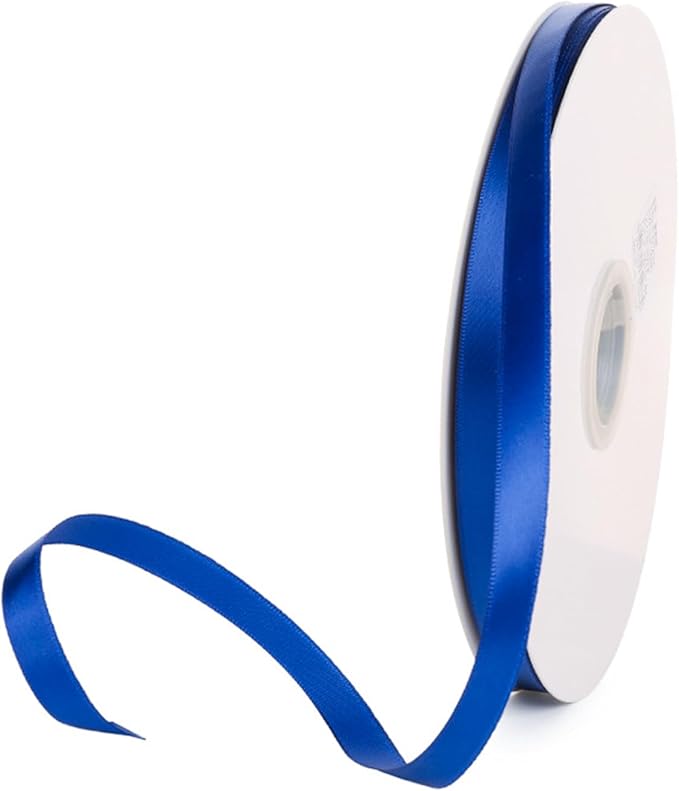 3/8" x 100 Yards Royal Blue Polyester Satin Ribbon Single Faced Bulk Fabric Ribbons for Gift Wrapping, Crafting and DIY Projects, Scrapbooking, Bows and Card Making