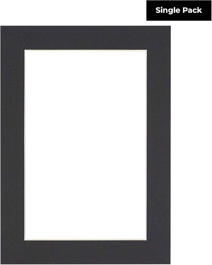 6x8 Mat for 8x10 Frame - Precut Mat Board Acid-Free Show Kit with Backing Board, and Clear Bags Black 6x8 Photo Matte Made to Fit a 8x10 Picture Frame Matboard for Framing, Pack of 1 Mat