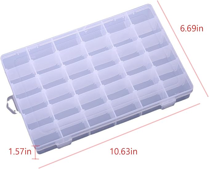 2pcs Plastic Organizer Container Box with Adjustable Dividers, 36 Grids Clear Plastic Parts Organizer Box Compartment Container for Bead, Nail, Jewelry, Art, DIY Crafts, Fishing Tackle, Small Items.
