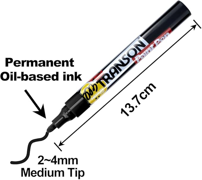 TRANSON Black and White Permanent Paint Markers for Fabric Rock Craft Diy Painting Medium Tip Oil Based Waterproof