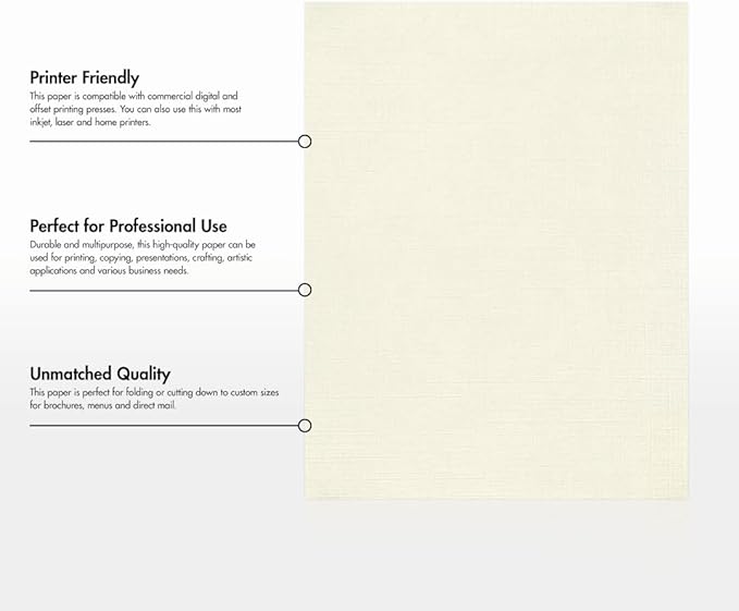LUXPaper 8.5" x 11" Paper | Letter Size | Natural Linen | 80lb. Text | 1,000 Qty