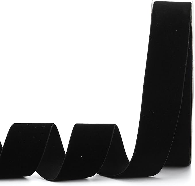 Black Velvet Ribbon,1-1/2"W x 20Yd Single Face,Great for Gift Wrapping,Hair Bows,Handmade Craft and Christmas,Wedding Decoration (1-1/2" Black)