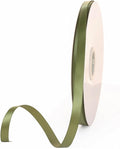 3/8" x 100 Yards Olive Green Polyester Satin Ribbon Single Faced Bulk Fabric Ribbons for Gift Wrapping, Crafting and DIY Projects, Scrapbooking, Bows and Card Making
