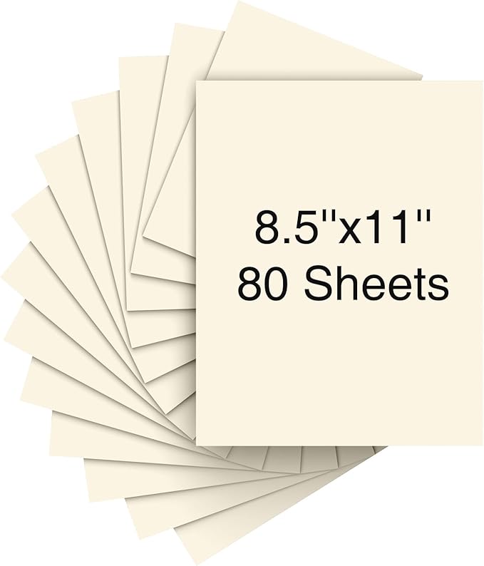 Cardstock 8.5 x 11 Inch 80 Sheets 190 gsm Heavyweight Card Stock Paper Off White Cardstock Printer Paper Perfect for Wedding Invitations, DIY Cards, Postcards, Photos, Art and Crafts