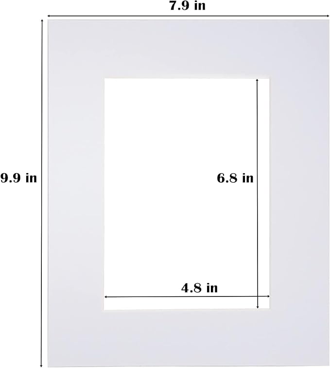 Egofine 8x10 White Picture Mats Pack of 11, Frame Mattes for 5x7 Pictures, Acid Free, 1.2mm Thickness, with Core Bevel Cut