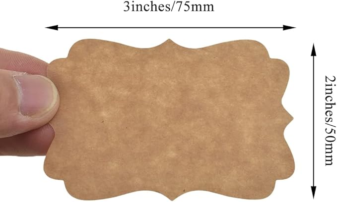 HAHIYO 3*2Inches 150Pcs Natural Brown Kraft Sticker Rectangles of 3 different shapes Label Sticker Roll Blank label Sticker to Write On Permanent Adhesive Dot Sticker for Jar Canning Label Price Tag