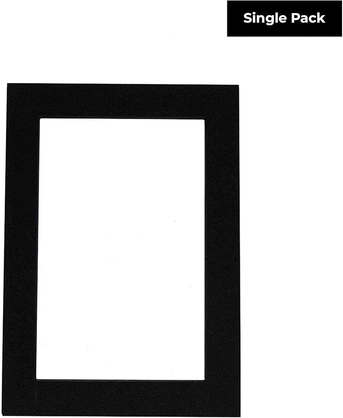 8x10 Mat Bevel Cut for 5.5x8.5 Photos - Acid Free Black with Black Core Precut Matboard - For Pictures, Photos, Framing - 4-ply Thickness