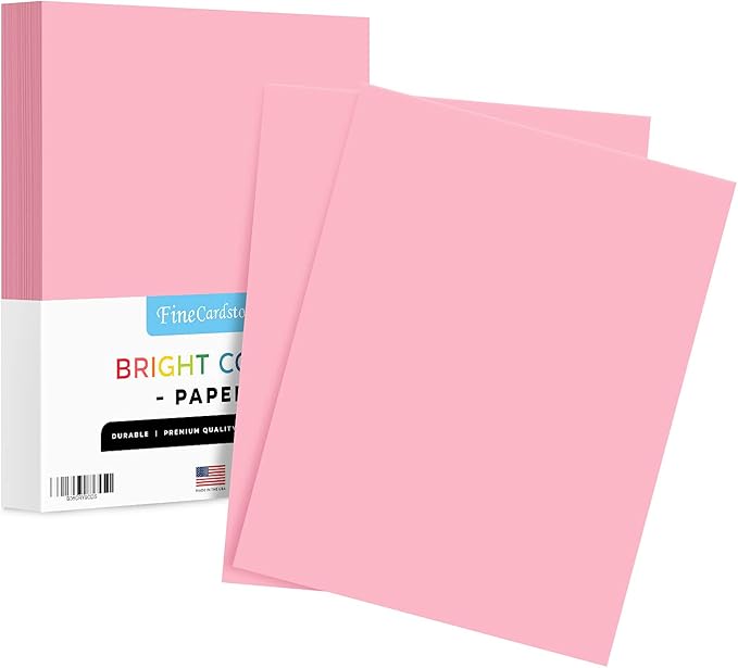 8.5 x 11" Pink Color Paper Smooth, for School, Office & Home Supplies, Holiday Crafting, Arts & Crafts | Acid & Lignin Free | Regular 20lb Paper - 100 Sheets