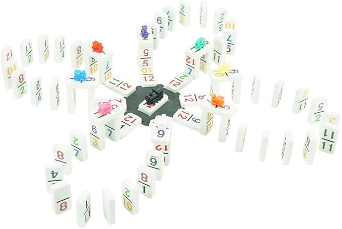 Mexican Train Dominoes Set - Double 12 Dominoes, 91 Tiles Game with Leather Box for Kids, Adults and Family