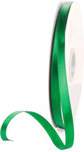 3/8" x 100 Yards Emerald Green Polyester Satin Ribbon Single Faced Bulk Fabric Ribbons for Gift Wrapping, Crafting and DIY Projects, Scrapbooking, Bows and Card Making