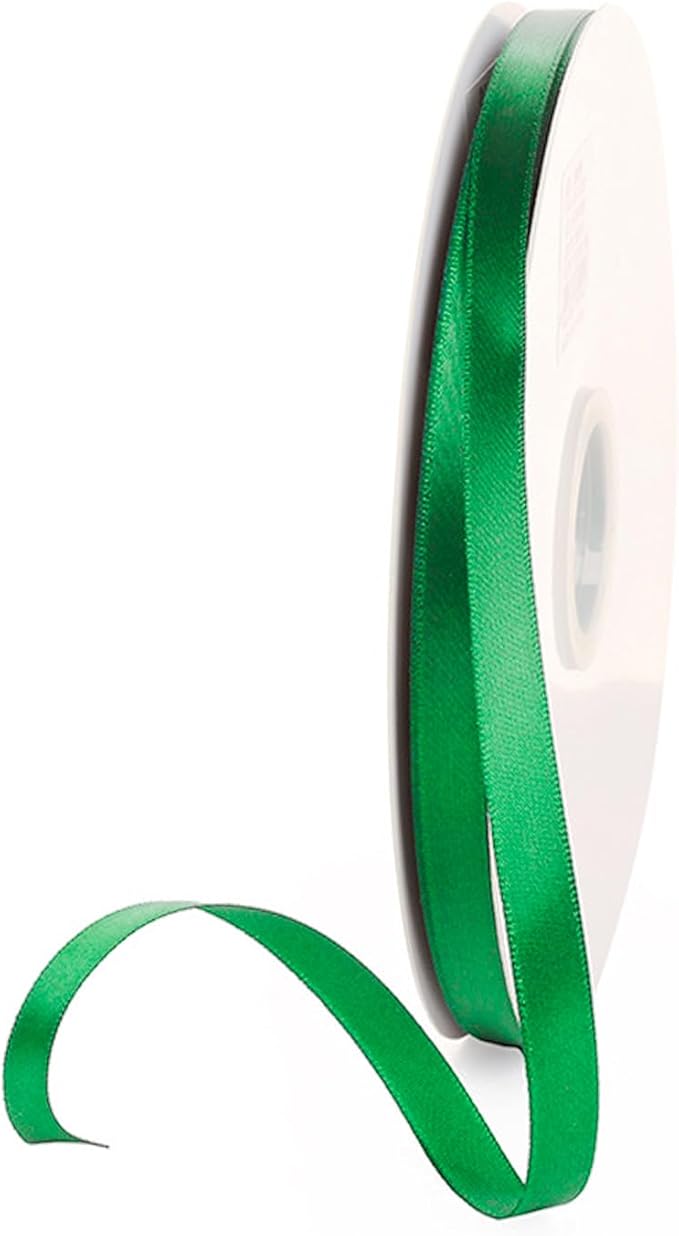 3/8" x 100 Yards Emerald Green Polyester Satin Ribbon Single Faced Bulk Fabric Ribbons for Gift Wrapping, Crafting and DIY Projects, Scrapbooking, Bows and Card Making