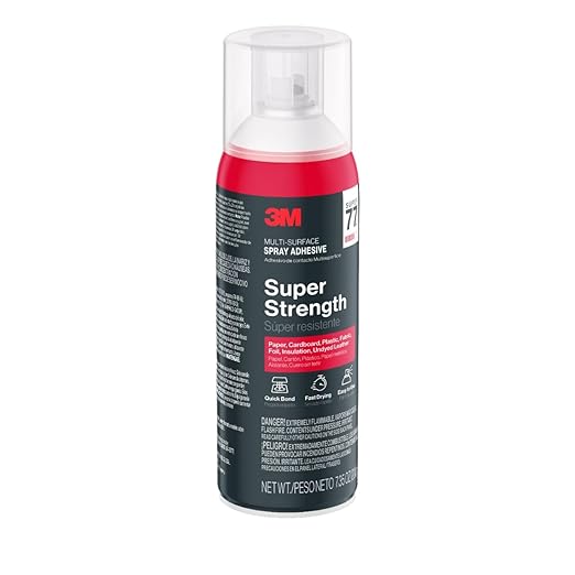 3M Super 77 Multipurpose Spray Adhesive, 7.35 oz Cans, Pack of 12 – Bulk High-Strength Spray Glue for Foam, Fabric, Plastic, Paper, Cardboard, Metal & More