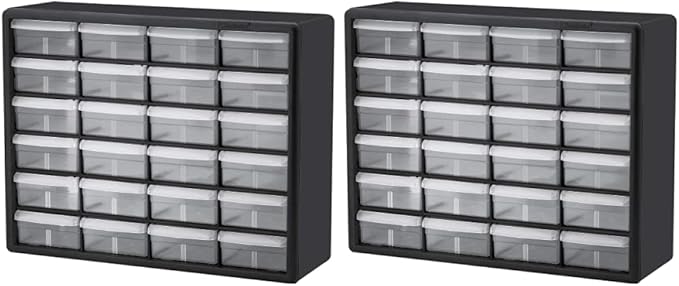 Akro-Mils 24 Drawer Hardware, Craft and Office Supply Storage Cabinet Bundle (2-pack)