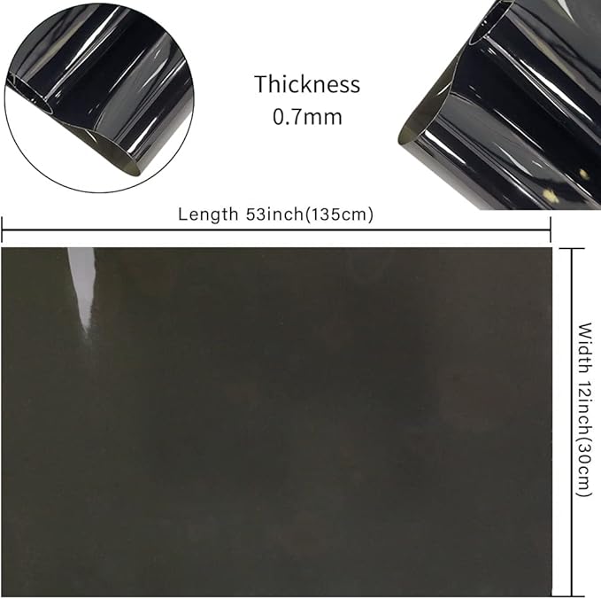 HYANG Solid Colors Transparent PVC Super Clear Holographic Vinyl 1 Roll 12" x 47" (30cm x 120cm) for DIY Bows Earrings Bags DIY Crafts Making (Black)