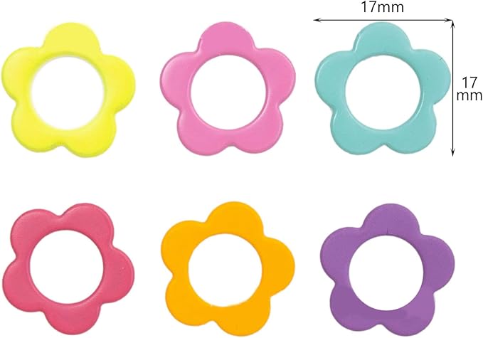 Hilsayum 60PCS Multicolor Stitch Markers Flower Shape Metal Ring Stitch Stoppers Mini Crochet Locking Markers with Wooden Storage Box (Multicolor)