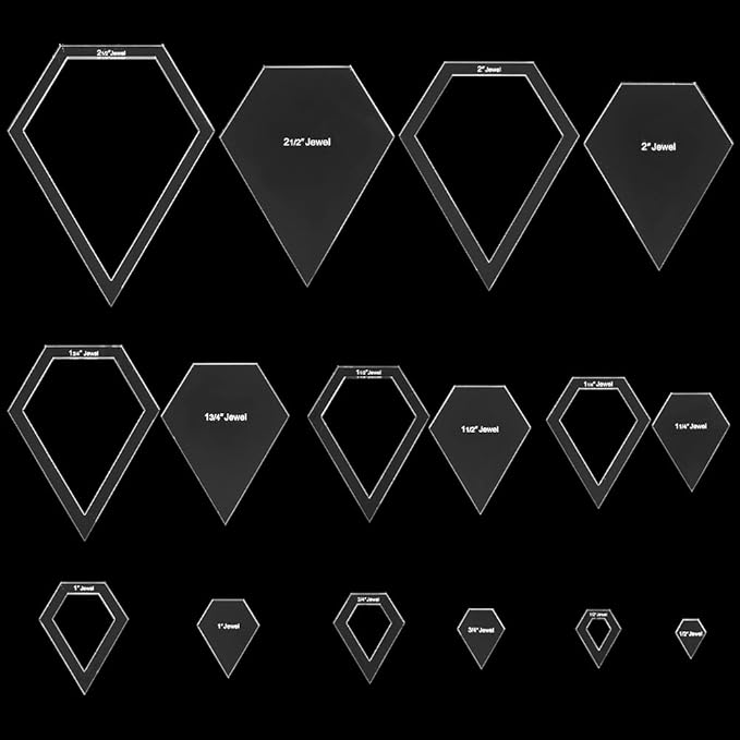 BENECREAT 16 Sizes Jewel Quilting Template, Acrylic Intricate Sewing Machine Ruler, Transparent Pressure Plate Router Template for DIY Hand Patchwork Cutting Craft, 6mm Thick