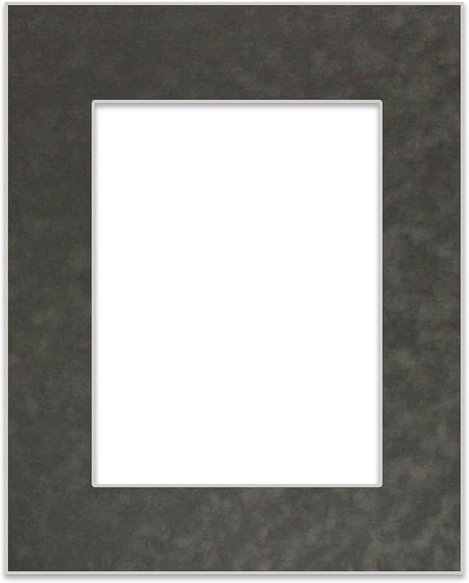 Poster Palooza 8.5x11 Mat Bevel Cut for 7x9 Photos - Acid Free Dark Grey Suede Precut Matboard - For Pictures, Photos, Framing - 4-ply Thickness