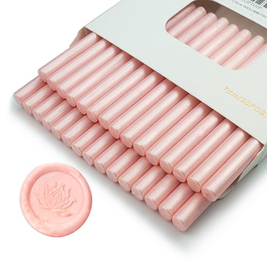 Wax Seal Stick, Ioggtser 30 PCS Pearlescent Pink Mini Glue Gun Wax Seal Stick for Wax Seal Stamp, Sealing Wax Sticks for Wedding Invitations, Cards, Envelopes