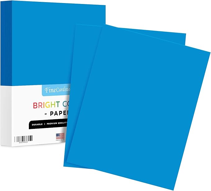 8.5 x 11" Bright Blue Color Paper Smooth, for School, Office & Home Supplies, Holiday Crafting, Arts & Crafts | Acid & Lignin Free | Regular 20lb Paper - 100 Sheets