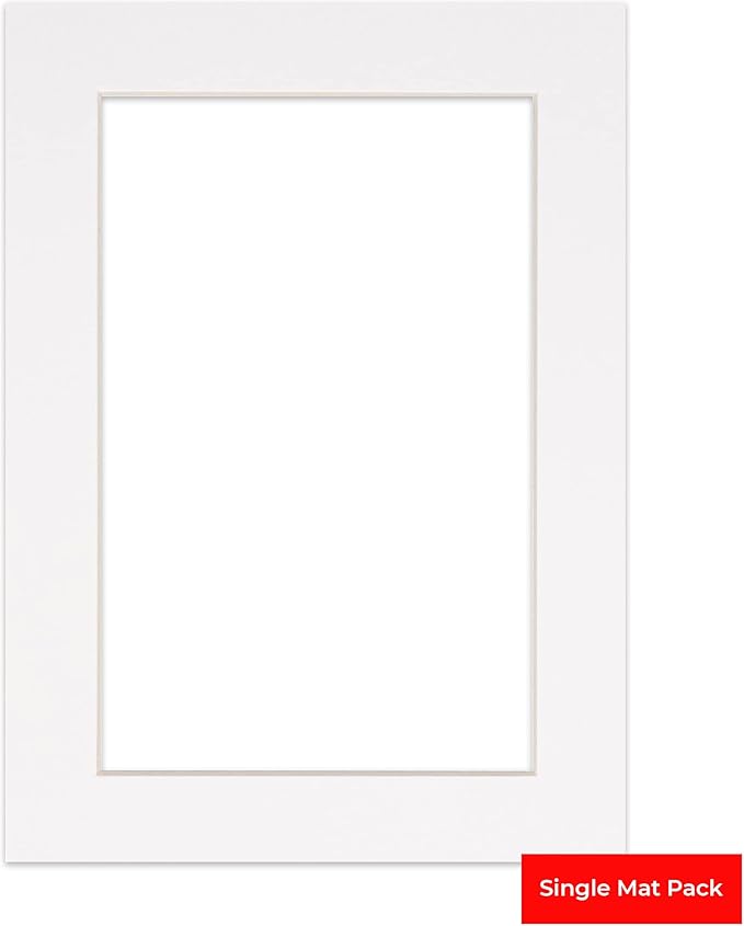 Poster Palooza 8.5x11 Mat Bevel Cut for 7x9 Photos - Acid Free White Precut Matboard with Backing Board and Crystal Clear, Self Seal Photo Mat Bag - for Pictures, Photos, Framing - 4-ply Thickness