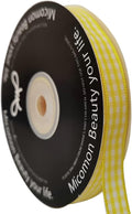 Yellow and White Gingham Plaid Checked Ribbon 25 Yards Per Roll Checkerd Craft 100% Polyester (3/8", Yellow)