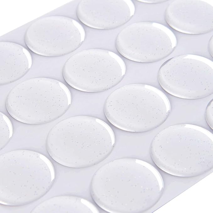 200-Piece Epoxy Resin Dome Stickers – Self-Adhesive Dots for DIY Crafts, Bottle Caps, Hair Bows, Scrapbooks, Jewelry & Pendants,1-Inch,Glitter
