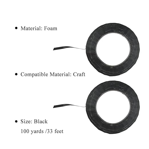 HAHIYO Black 0.25Inch Wide Floral Tape Waterproof Florist Tape Flower Wrap Adhesive Waterproof Decorative Tape for Bouquet Stem Wrapping Flower Arranging and Floral Craft, 2Rolls 200Feet/66Yard Total