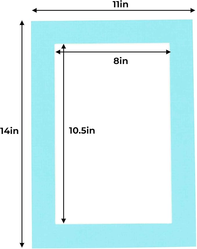 Poster Palooza 11x14 Mat for 8.5x11 Photo - Precut Aquamarine Blue Picture Matboard for Frames Measuring 11 x 14 Inches - Bevel Cut Matte to Display Art Measuring 8.5 x 11 Inches - Acid Free ONE MAT